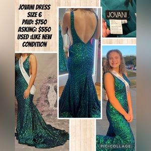 JOVANI PROM DRESS!!!! COLOR GREEN BLUE SIZE 6 MAJOR PRICE MARKDOWN!!!!!